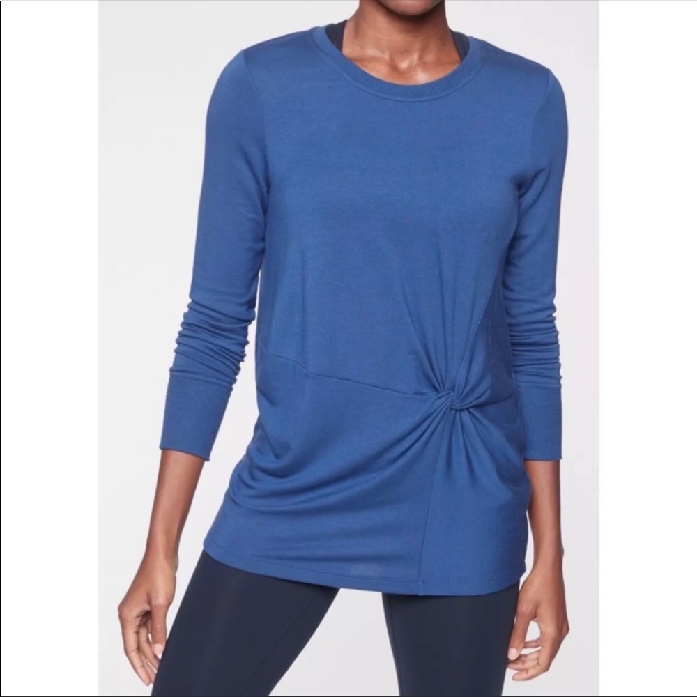 Athleta Royal Blue Nirvana Twist Front Sweater Top XS